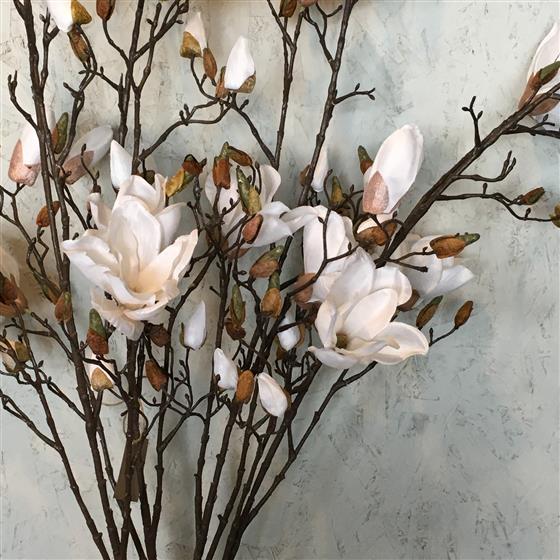Faux White Magnolia Branch