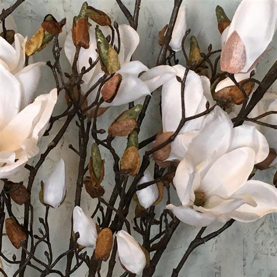 Faux White Magnolia Branch