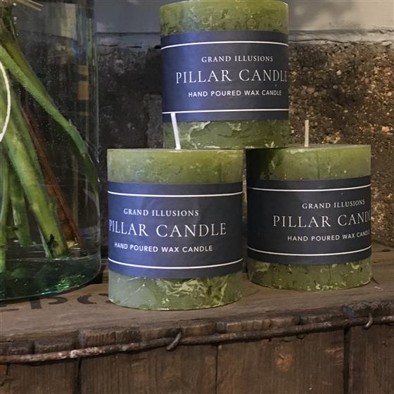 Olive Green Pillar Candle