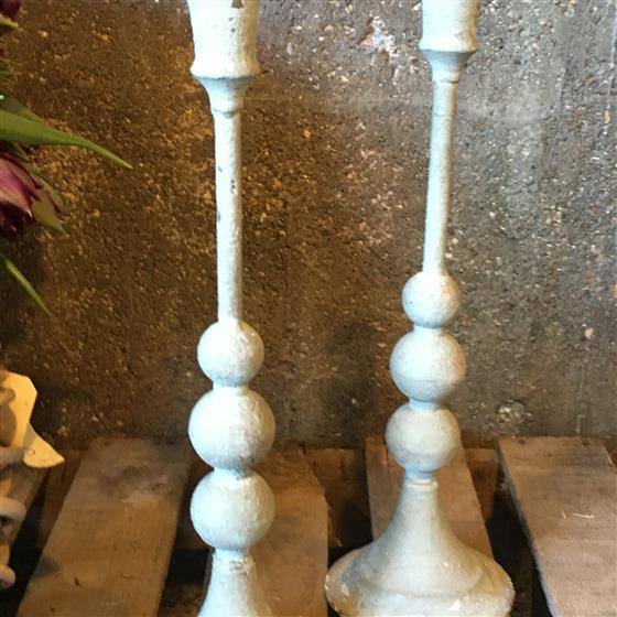 Tall Antique Grey Candlestick